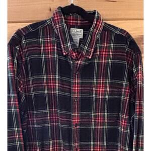 L L Bean Men Scotch Plaid Flannel Shirt XL Slightly Fitted Cabincore Gorpcore